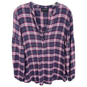 Lane Bryant‎ Plus Size 18W 20W Top Plaid Flannel Long Sleeve Blouse 1360